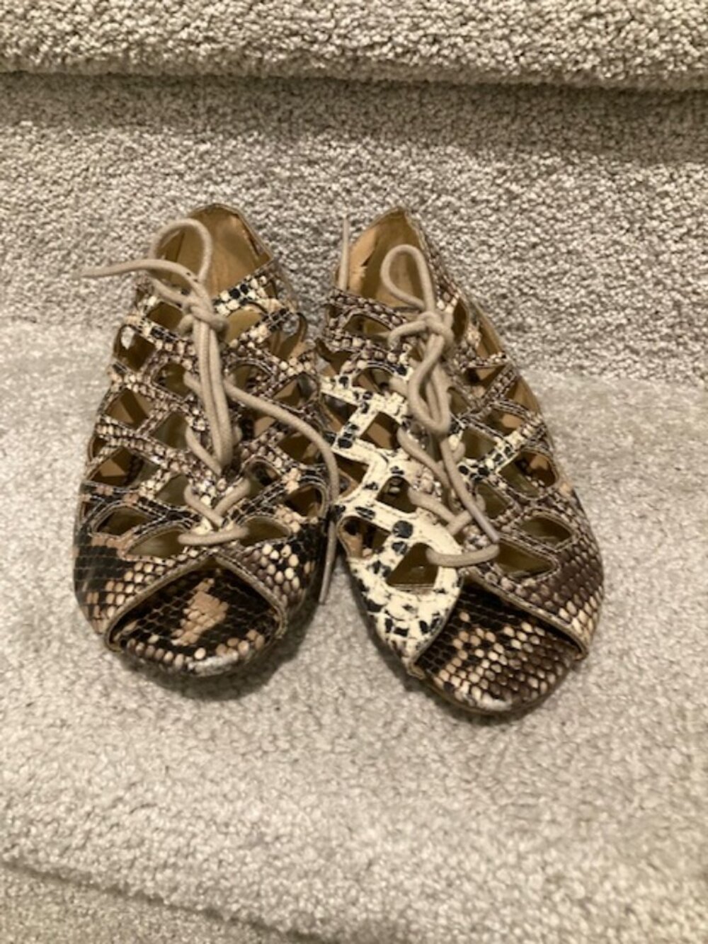 MIA snake skin gladiator sandals with wooden heel